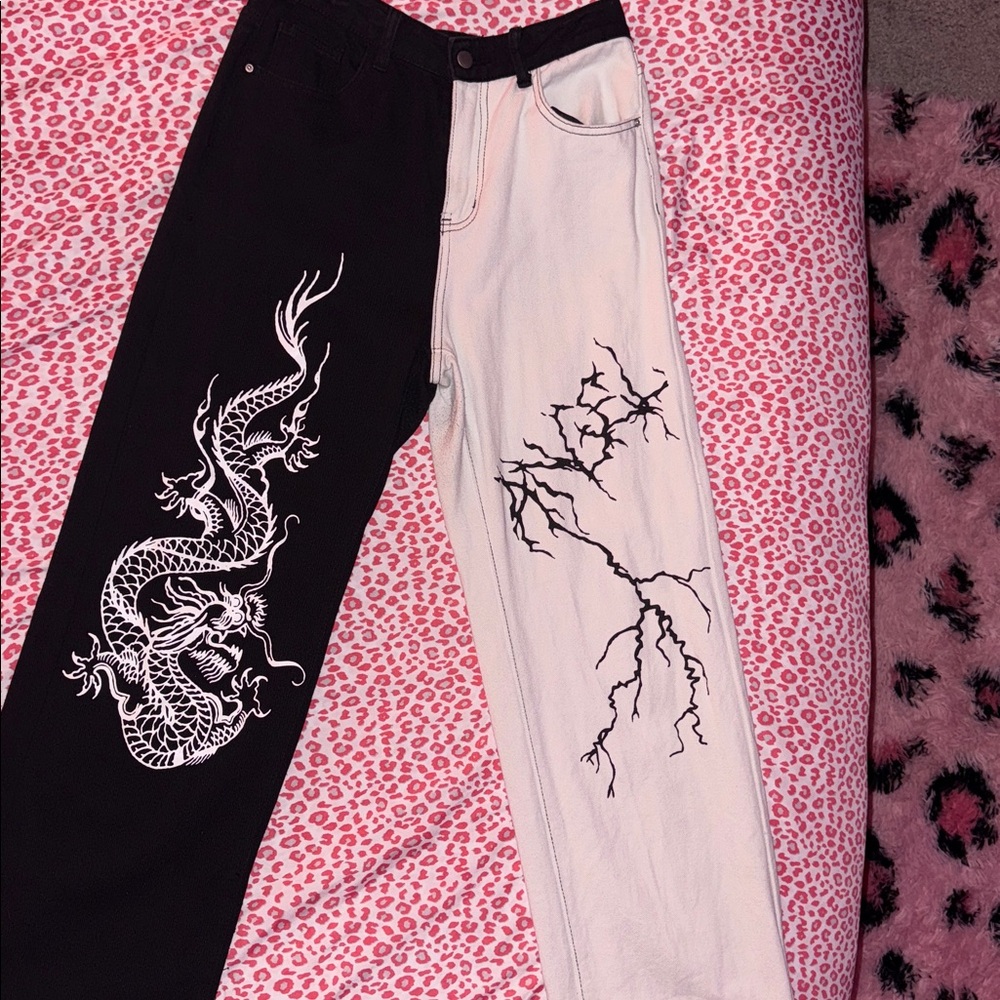 Black and white jeans